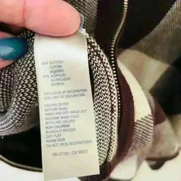 RAFAELLA 1X BROWN/TAN CHECKERED ZIPPERED COMFY FALL WINTER CAREER CAPE‎ - Picture 5 of 7